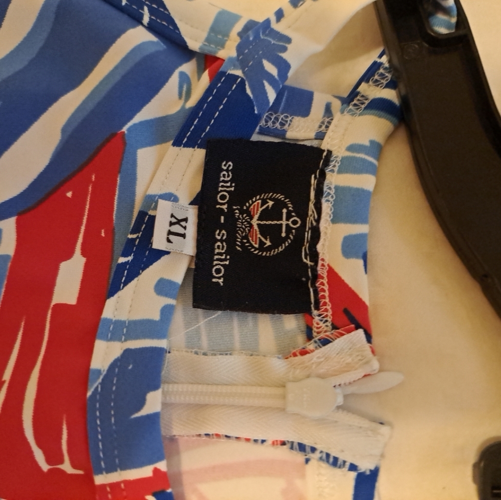 Sailor-Sailor Jumper Size XL Blue Red White Side Pkts Likenew
